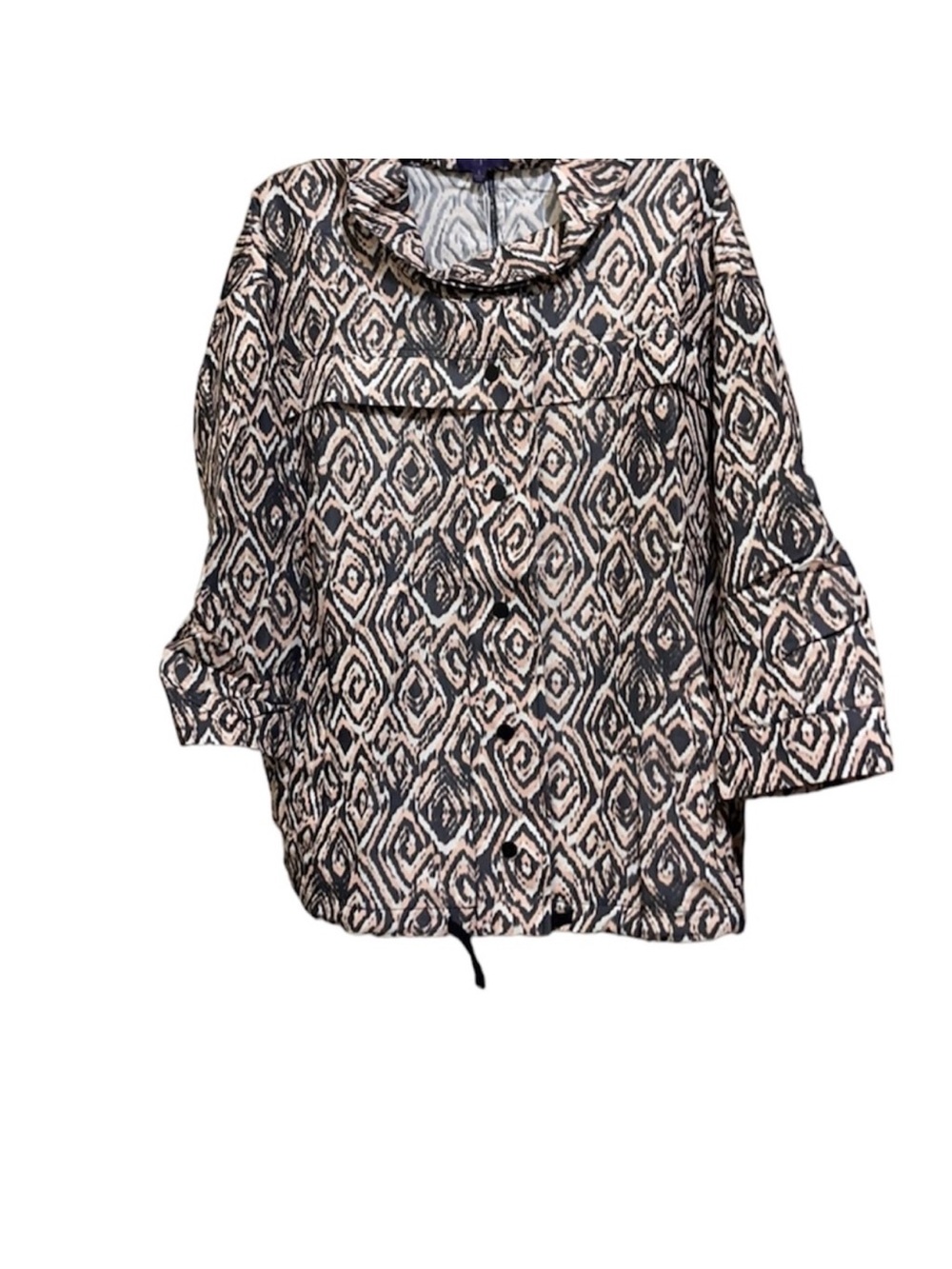 NYDJ IKAT Patterned Jacket in Beige and Black